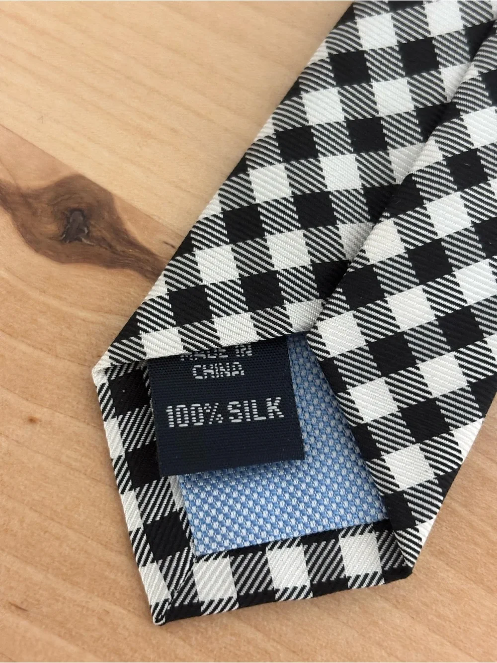 Tommy Hilfiger Black and White Gingham Silk Tie